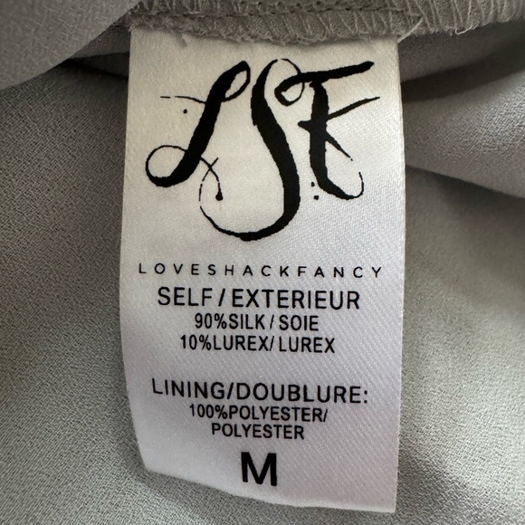 LoveShackFancy Popover Floral Silk Mini Dress metallic Size M - Picture 5 of 7